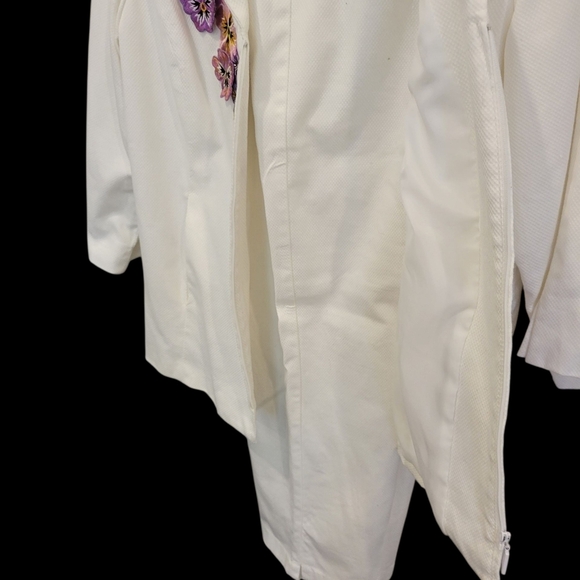 Bob Mackie Wearable Art Stunning Pants & Jacket In White Cotton Med - Picture 8 of 10